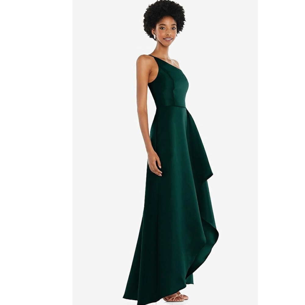 ALFRED SUNG: One-Shoulder Satin Gown (NWT) - Picture 5 of 7